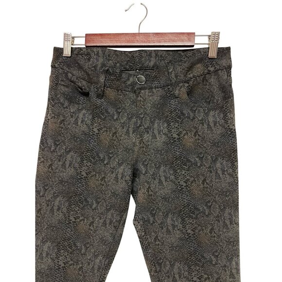 Kut from the Kloth Women's Snakeskin Pattern Black Pants Skinny Size 6 Rayon - Picture 2 of 12